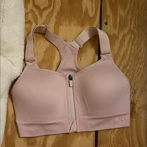 PINK Victoria's Secret Front-Zip Racerback Sports Bra — Light Blush